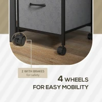 Vinsetto Vertical Filing Cabinet, Mobile File Cabinet with 2 Non-woven Fabric Drawers, Hanging Bars for Letter Size, Industrial Printer Stand for Home Office, Dark Grey(m-6)