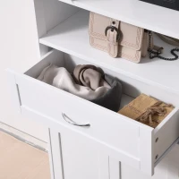 kleankin Modern Bathroom Floor Cabinet, Free Standing Storage Cabinet, Linen Cabinet with Drawer and Adjustable Shelf, White(m-13)