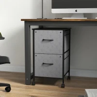 Vinsetto Vertical Filing Cabinet, Mobile File Cabinet with 2 Non-woven Fabric Drawers, Hanging Bars for Letter Size, Industrial Printer Stand for Home Office, Dark Grey(m-8)