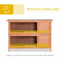 PawHut 54"L 2-Story Large Rabbit Hutch Bunny Cage Wooden Pet House Small Animal Habitat with Lockable Doors, No Leak Tray and Waterproof Roof for Outdoor/Indoor Orange(m-4)