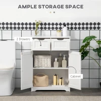 kleankin Freestanding Bathroom Storage Cabinet, Floor Cabinet with 2 Drawers, Adjustable Shelf, for Bathroom, Living Room or Entryway, White(m-4)
