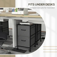 Vinsetto Vertical Filing Cabinet, Mobile File Cabinet with 2 Non-woven Fabric Drawers, Hanging Bars for Letter Size, Industrial Printer Stand for Home Office, Dark Grey(m-7)