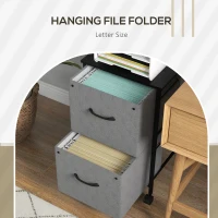 Vinsetto Vertical Filing Cabinet, Mobile File Cabinet with 2 Non-woven Fabric Drawers, Hanging Bars for Letter Size, Industrial Printer Stand for Home Office, Dark Grey(m-4)
