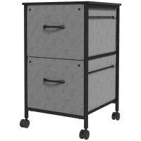 Vinsetto Vertical Filing Cabinet, Mobile File Cabinet with 2 Non-woven Fabric Drawers, Hanging Bars for Letter Size, Industrial Printer Stand for Home Office, Dark Grey(m-11)