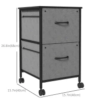 Vinsetto Vertical Filing Cabinet, Mobile File Cabinet with 2 Non-woven Fabric Drawers, Hanging Bars for Letter Size, Industrial Printer Stand for Home Office, Dark Grey(m-3)