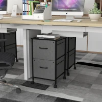 Vinsetto Vertical Filing Cabinet, Mobile File Cabinet with 2 Non-woven Fabric Drawers, Hanging Bars for Letter Size, Industrial Printer Stand for Home Office, Dark Grey(m-1)