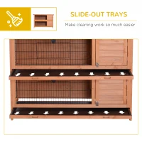 PawHut 54"L 2-Story Large Rabbit Hutch Bunny Cage Wooden Pet House Small Animal Habitat with Lockable Doors, No Leak Tray and Waterproof Roof for Outdoor/Indoor Orange(m-6)