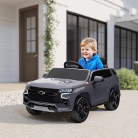 Aosom 12V Licensed Chevrolet TAHOE Ride On Car with Remote Control for 3-6 Years Old, Grey