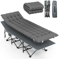 Outsunny 26.8" Wide Folding Bed, Camping Cot for Adults with Mattress, Carry Bag, Max Load 330 LBS, Dark Grey(m-11)