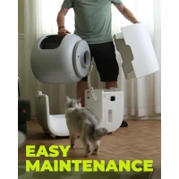 Odor-Free Self-Cleaning Litter Box with Self-Pack and Refill System, APP Control, Extra Large Space for 3.3-22 lbs Cats, 27.5"L x 18"W x 23.5"H, White Gray(m-6)