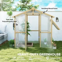Outsunny Walk-in Polycarbonate Greenhouse Green House with Automatic Temperature Window and Lockable Door, 6.5' x 4' x 6.7'(m-4)
