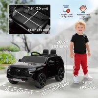 Aosom Licensed Chevrolet Tahoe Kids Ride on Car, 12V 7AH Toddler Electric Car with Parent Remote Control, 3 Speeds, Spring Suspension, LED Light, Horn, Music, Black(m-3)