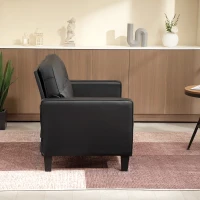 HOMCOM 51" Double Sofa Couch, Upholstered PU Leather Loveseat with Armrests, Tufted Backrest, Cushion, Black(m-7)