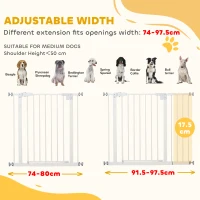 PawHut 30 Inch Tall Pet Gate with Door Dog Gate and Barrier Indoor for Stairs Includes 7", Extensions Kit, Pressure-Mounted Safety Gate, White(m-4)