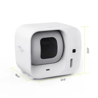 Odor-Free Self-Cleaning Litter Box with Self-Pack and Refill System, APP Control, Extra Large Space for 3.3-22 lbs Cats, 27.5"L x 18"W x 23.5"H, White Gray(m-3)