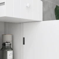HOMCOM Bathroom Storage Cabinet, Free Standing Bathroom Storage Unit, Tall Linen Tower with 3-Tier Shelves and Drawer, White(m-6)