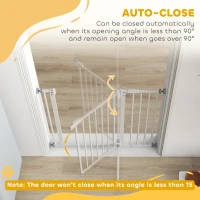 PawHut 30 Inch Tall Pet Gate with Door Dog Gate and Barrier Indoor for Stairs Includes 7", Extensions Kit, Pressure-Mounted Safety Gate, White(m-5)