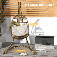 Outsunny Hammock Chair Stand, Heavy Duty Steel Hanging Chair Stand for Swing Chair, Egg Chair Stand with Extra Large Base, Black(m-6)