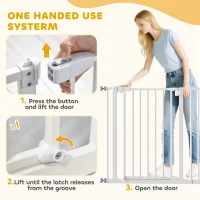 PawHut 30 Inch Tall Pet Gate with Door Dog Gate and Barrier Indoor for Stairs Includes 7", Extensions Kit, Pressure-Mounted Safety Gate, White(m-6)