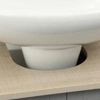 kleankin Pedestal Sink Storage Cabinet, Under Sink Cabinet, Bathroom Vanity Cabinet with Adjustable Shelf and Open Bottom Shelf, Gray(m-8)