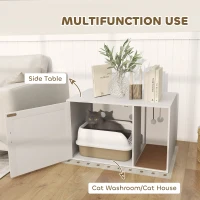 PawHut Cat Litter Box Enclosure, Cat Washroom End Side Table with Rattan Door, Scratching Pad, Non-slip Foot Pads, White(m-4)