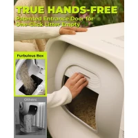 Odor-Free Self-Cleaning Litter Box with Self-Pack and Refill System, APP Control, Extra Large Space for 3.3-22 lbs Cats, 27.5"L x 18"W x 23.5"H, White Gray(m-5)