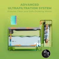 3.3L Automatic Cat Water Fountain with Ultrafiltration Tech, Ultra-Quiet Operation, BPA-Free Dual Modes, Indicator Lights, 12.5" L x 8" W x 7" H, Gray(m-8)