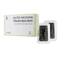 2-Pack Auto-Packing Trash Bag Box for Litter Box, Refill System for Multi-Cat Households, 9" L x 6" W x 3" H, Black(m-2)