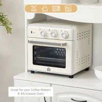 HOMCOM Kitchen Pantry Cabinet, with Hutch, Utility Drawer, 4 Door Cabinets and 6-Bottle Wine Rack, White(m-5)