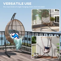 Outsunny Hammock Chair Stand, Heavy Duty Steel Hanging Chair Stand for Swing Chair, Egg Chair Stand with Extra Large Base, Black(m-4)