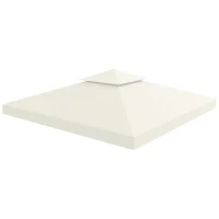 Outsunny 10' x 10' Square 2-Tier Gazebo Canopy Replacement Top Cover Outdoor Garden Sun Shade, Cream White(m-11)