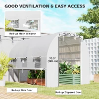 Outsunny 9.7' x 6.5' x 6.5' Walk-in Tunnel Greenhouse, Outdoor Green House with Anti-Tear PE Cover, Zipper Doors and Mesh Windows, White(m-4)