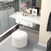 HOMCOM Round Storage Ottoman Coffee Table with Flip Top Tray, Linen Fabric Upholstered Footstool with Hidden Compartment(m-8)