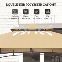 Outsunny 8' x 5' Outdoor Grill Gazebo, Barbecue Gazebo Shelter with LED Light, 2 Side Shelves, Hooks, Bottle Opener, Dark Brown(m-4)