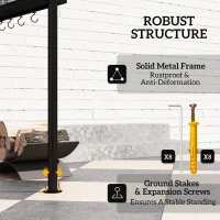 Outsunny 8' x 5' Outdoor Grill Gazebo, Barbecue Gazebo Shelter with Side Awning, 2 Side Shelves and 6 Hooks, Brown(m-7)