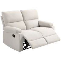 HOMCOM 2 Seater Reclining Chair, Loveseat Recliner Sofa with Footrest and Split Backrest, Cream White(m-11)