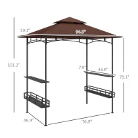Outsunny 8' x 5' BBQ Grill Gazebo, 2-Tier Outdoor BBQ Gazebo with 2 Side Shelves, Storage Baskets, Ceiling Hook, Dark Brown(m-3)