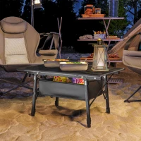 Outsunny 3ft Aluminum Small Folding Table, Portable Camping Table with Storage Bag, Carry Bag for Outdoor Picnic BBQ, Black(m-10)