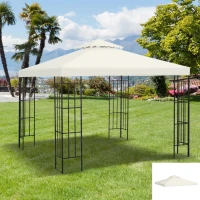 Outsunny 10' x 10' Square 2-Tier Gazebo Canopy Replacement Top Cover Outdoor Garden Sun Shade, Cream White(m-8)
