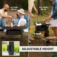 Outsunny 3ft Aluminum Small Folding Table, Portable Camping Table with Storage Bag, Carry Bag for Outdoor Picnic BBQ, Black(m-5)