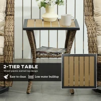 Outsunny 3 Piece Outdoor Bistro Set, Wicker Small Patio Furniture Set with Swivel Glider Chairs for Balcony, Porch, Beige(m-7)