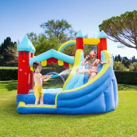 Outsunny 4 in 1 Inflatable Bounce House Kids Bounce Castle Include Trampoline, Slide, Water Pool, Climbing Wall with Carrybag, Repair Patches, without Air Blower(m-10)