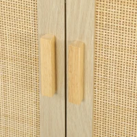 HOMCOM Bohemian Sideboard, 31.5" Buffet Cabinet with 2 Rattan Doors and Shelves for Living Room, Hallway, Natural(m-9)