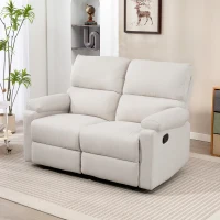 HOMCOM 2 Seater Reclining Chair, Loveseat Recliner Sofa with Footrest and Split Backrest, Cream White(m-8)