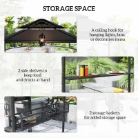 Outsunny 8' x 5' BBQ Grill Gazebo, 2-Tier Outdoor BBQ Gazebo with 2 Side Shelves, Storage Baskets, Ceiling Hook, Dark Gray(m-5)