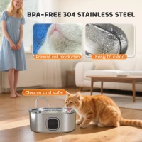 PawHut 246 oz./7L Stainless Steel Cat Water Fountain with Filters, Ultra-Quiet Pump, for Cats, Dogs & Multi-Pet Homes(m-4)