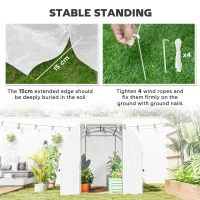 Outsunny 9.7' x 6.5' x 6.5' Walk-in Tunnel Greenhouse, Outdoor Green House with Anti-Tear PE Cover, Zipper Doors and Mesh Windows, White(m-6)