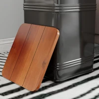 HOMCOM Ottoman with Storage Set of 2, Industrial Nesting Ottoman Stool with Removable Lid, Metal Frame for Living Room, Black(m-9)