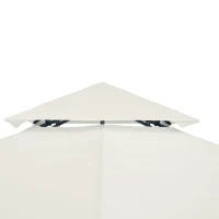 Outsunny 10' x 10' Square 2-Tier Gazebo Canopy Replacement Top Cover Outdoor Garden Sun Shade, Cream White(m-9)