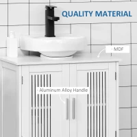 kleankin Modern 24" Bathroom Sink Cabinet, Pedestal Sink Storage Cabinet with Double Slat Doors and Shelf, White(m-6)